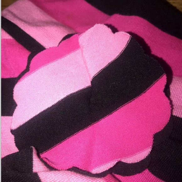 One Hart Asymmetrical Striped Pink Black Mini Skirt Flare 3D Flower Punk Size M - Picture 4 of 6